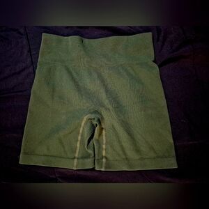 Women's Green Ribbed Shorts